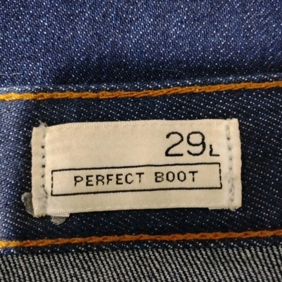 GAP 1969 Perfect Boot Jeans Dark Distressed Stretch Women's Size 29 Long - Picture 3 of 5